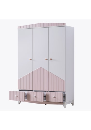 Bello Çocuk Odası Takımı, Bello Yavrulu Karyola, Fethiye 3 Kapaklı Dolap, Şifonyer - Pembe Renkli Bello Çocuk Odası Takımı, Bello Yavrulu Karyola, Fethiye 3 Kapaklı Dolap, Şifonyer - Pembe Renkli