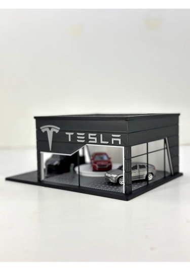 1/64 Ölçekli Tesla Diorama Tasarımlı Araç Sergileme Garajı 3d Baskı