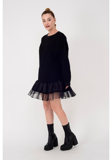 Park Moda Tütülü Elbise Sweat Siyah