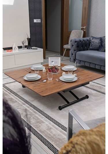 Juppo Üst Tabla Mdf Ceviz Oval Köşe Alt Siyah Dışa Kıvrım