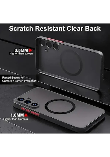 Elmpaly Samsung Galaxy S25 Fe Manyetik Kılıf Yeşil Şok Emici Transparan Sert