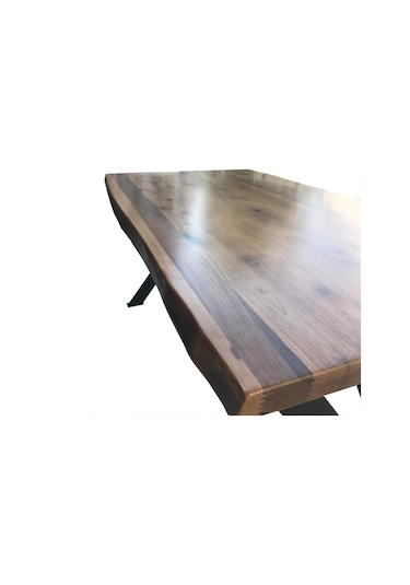 Evimeaksesuar 90*140 Doğal Ceviz Kütük Masa Metal X Ayaklı Evimeaksesuar 90*140 Doğal Ceviz Kütük Masa Metal X Ayaklı