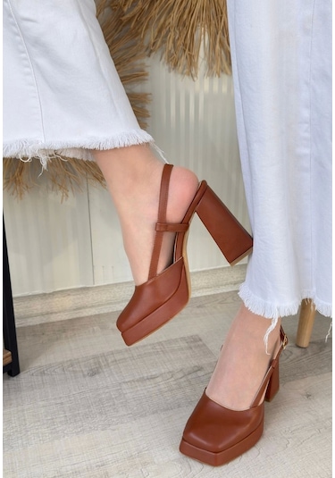 Mety Taba Cilt Topuklu Ayakkabı Çok Renkli