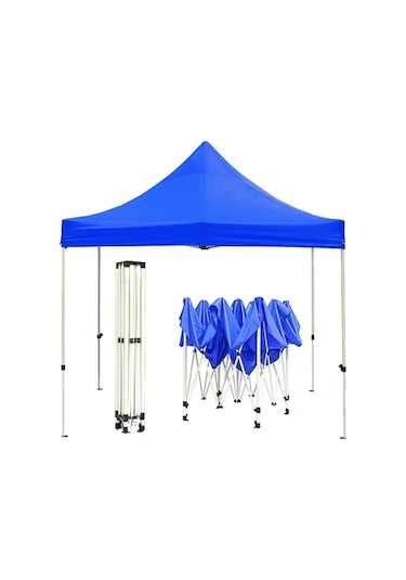 Otomatik Gazebo Çardak 240 X 240 Cm Tente Teras Bahçe Kamelyası Gölgelik Mavi Mavi