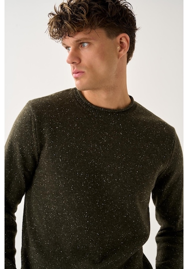 Erkek Melanj Triko Kazak Haki