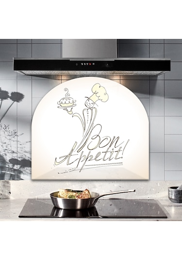 Decorita Cam Ocak Arkası Koruyucu |Oval Şekilli|Bon Appetit - Şef