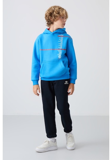 Tommy Life Lacivert Pamuklu Kalın İçi Tüylü Yumuşak Dokulu Standart Fit Baskılı Erkek Çocuk Eşofman Alt - 1122 Lacivert