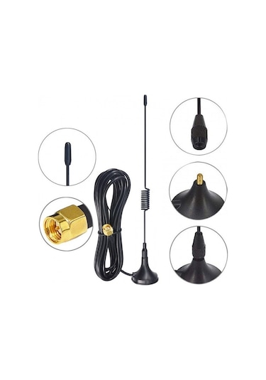 5 Dbi Sma Anten 3 Metre Kablolu 25 Cm İçi İğneli Sma Anten