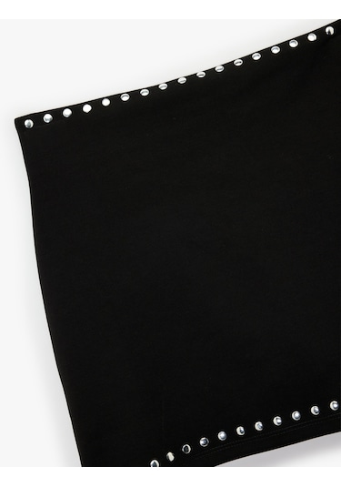 Koton Slim Fit Metal Aksesuar Detaylı Mini Şort Etek Siyah 6wal70040ık Siyah