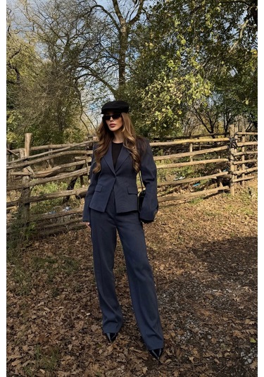 Lacivert Tek Düğmeli Ceket Pantolon Takım - 9480 Lacivert