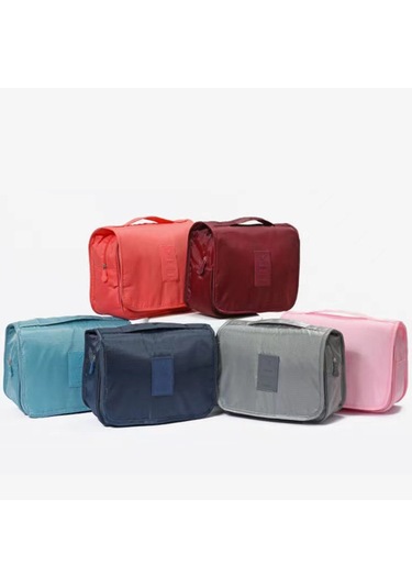 Mufunye Seyahat Tuvalet Çantası, Çok İşlevli Su Geçirmez, Katlanabilir Kanca, Gri