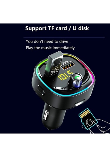 Bt08d Fm Verici Eller Serbest Araç Kiti Mp3 Ses Çalar İle Qc3.0 + Pd18w 5a Otomatik Hızlı Şarj Fm Modülatör