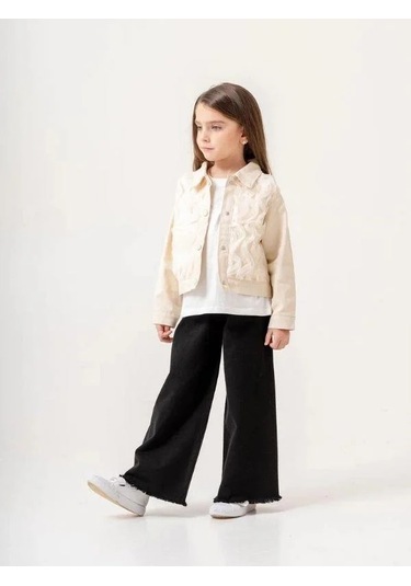 Kız Çocuk İkili T-shirt Ceket Takım-15514 Bej