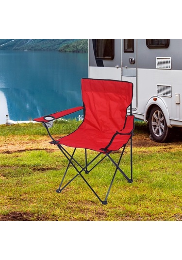 Suntek Katlanmış Kamp Sandalyesi Bahçe Piknik Kırmızı