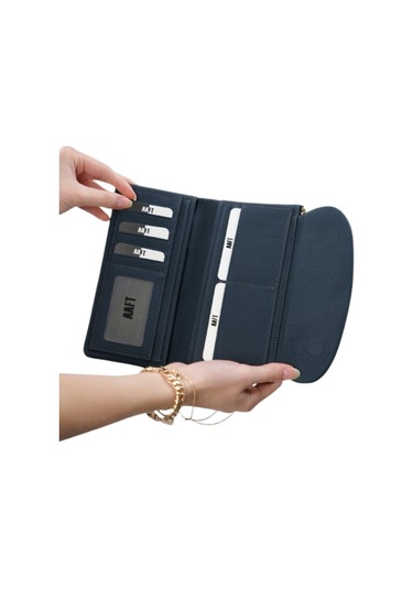 Mft Leather Hakiki Deri Kadın Cüzdan Beauty 3467 Flother Mat Lacivert