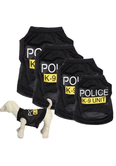 Köpek İçin Police K9 Unit Siyah Sweat Pet Kıyafet