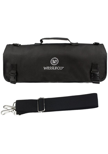 Suntek 8 Yuvalı Şef Bıçağı Rulo Mutfak Pişirme Siyah