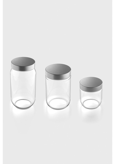 Renga Voca Metal Kapaklı 3 Boy Cam Kavanoz Seti 131080 Gümüş