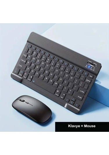 Tüm Cihazlara Uyumlu Akıllı Taşınabilir Şarj Edilebilir Kablosuz Bluetooth Klavye Ve Mouse Seti-989