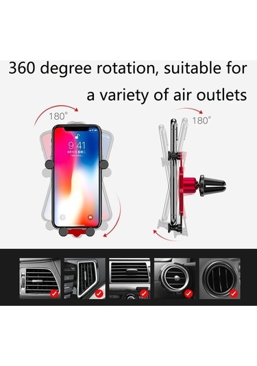 Wondernest Oatsbasf Araba Hava Çıkışı Yerçekimi Cep Telefonu Tutucu Snap-on Metal Braket Gümüş Gümüş