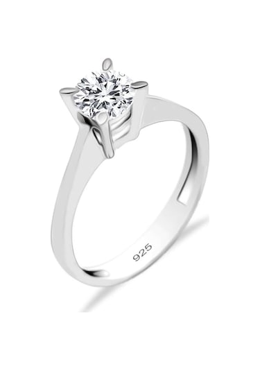 Gümüş Tektaş Yüzük 925 Ayar Gümüş Tek Taşlı Bayan Yüzüğü Yzk-249