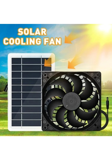 Elmpaly Güneş Panelli Fan Seti Termal İzolasyonlu Taşınabilir Soğutma Sistemi Seralar Çadırlar Kümesler