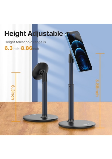 Reedark Alüminyum Masaüstü Manyetik Telefon Tutucu - 360 Açı Ayarlı Ve 2 Bölmeli Genişletilebilir 160-225mm