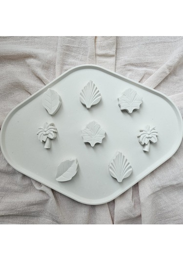 Taşlı Nişan Tepsisi Yüzüklük, Yaprak Figürlü, Lavanta Kokulu Dekoratif Sunum Tepsisi 30x23 Cm Renkli