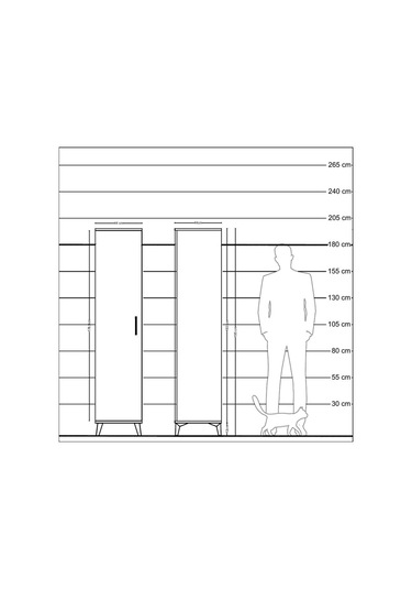 Hyperion Dolap 3 Raflı Tek Kapaklı Tek Askılı 44x44x195 Antra... Antrasit