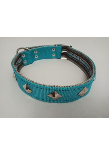 Kozaklı Süslü El İşlemeli Köpek Tasması Turkuaz 70 x 4 CM