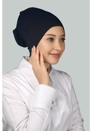 Altobeh Hazır Pratik Geçmeli Uzun Boru Tesettür Bonesi - Lacivert