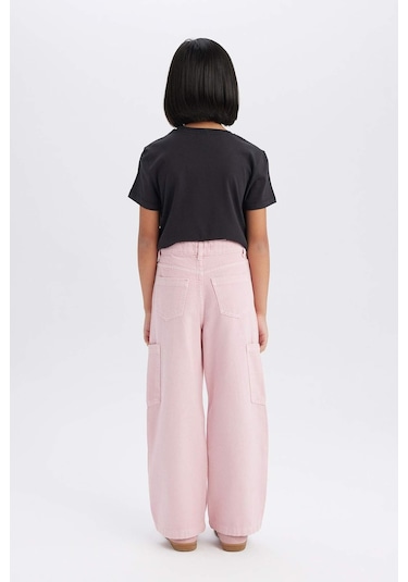 DeFacto Kız Çocuk Wide Leg Kargo Geniş Paça Jean Pantolon C0451A825SMPN122 Pembe