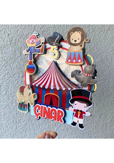 Sirk Temalı İsme Özel Doğum Günü Pasta Parti Süsü Cake Topper