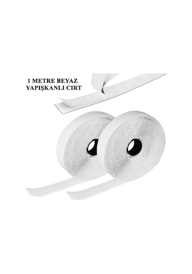 Yapışkanlı BEYAZ Cırt Cırtlı Bant, 1 Mt Amerikan Fermuarı, 5cm Ge