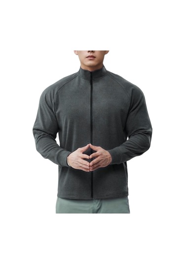 Edwardest Erkekler İçin Çift Taraflı Polar Astarlı Dar Kesim Uzun Kollu Spor Ceket Gri