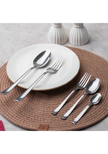 Porsima Tokyo 30 Parça Paslanmaz Çelik Sade Çatal Kaşık Takımı Gümüş