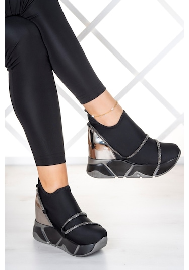 Erkan Saçmacı Barbara Platin Streç Gizli Dolgu Günlük Ayakkabı Platin