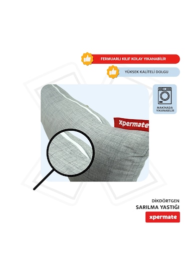 Xpermate Sarılma Yastığı, Bacak Arası Yastığı Dikdörtgen Açık Gri