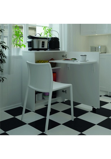 Asra Trend Mutfak Fonksiyonel Kiler Dolabı + Katlanır Masa Beyaz