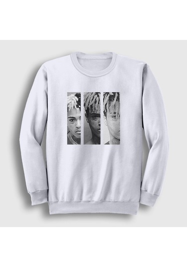 Presmono Unisex Three Xxxtentacion Sweatshirt Beyaz