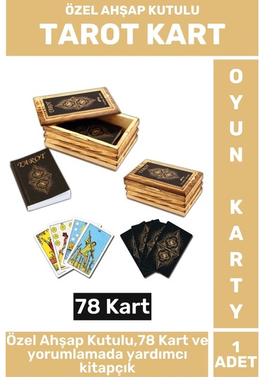 Premium Manevi Ruhsal Rehberlik Kader 78 Kartlı Ahşap Kutulu Yorumlama Kitapçıklı Tarot Kartları