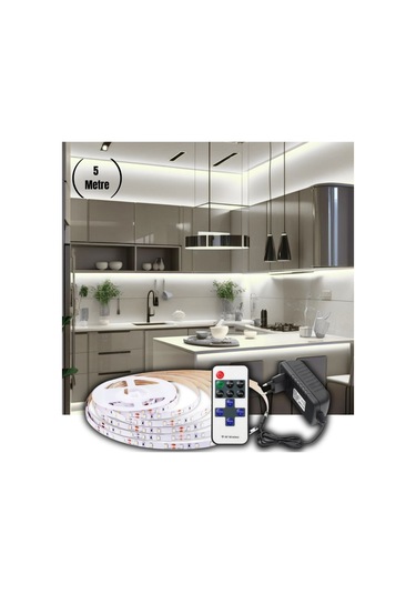 5 Metre Beyaz Şerit Led Işık Dimmer Kumandalı Mutfak Tezgah Çalışma Masası Raf Işık Sb-6557