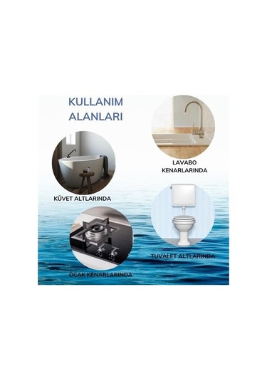Zmc Bilişim Gri Su Sızdırmaz Banyo Mutfak Lavabo Küvet İzolasyon Şerit Bant Çok Renkli