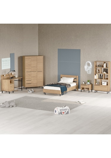 Robin Home Lidya Genç Odası Takımı 5'li Set Sepet Kahverengi