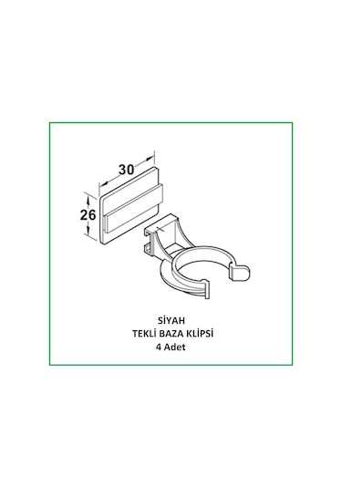 Baza Klipsi, Tekli, Siyah 4 Adet