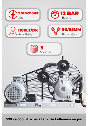 Üç Piston Kafa Grubu 10hp 12bar Gk600b