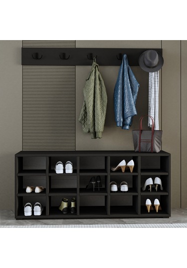 Ay001 Talu Askılı Ayakkabılık, Çok Raflı Ayakkabılık - Antrasit Antrasit