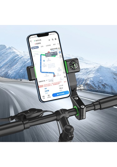 Motosiklet Küresel Pusula Telefon Tutucu, Işıksız Gidon Yeşil Yeşil