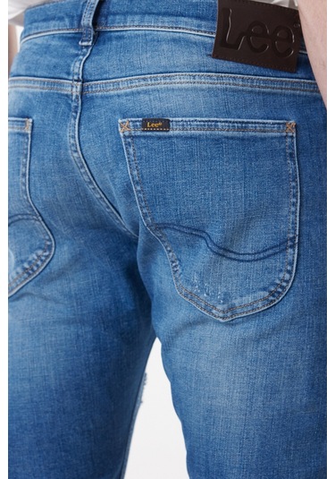 Lee Slim Fit Dar Kesim Normal Bel Taşlamalı Mavi Esnek Luke Jean Denim Kot Pantolon L71911858 Gri Melanj