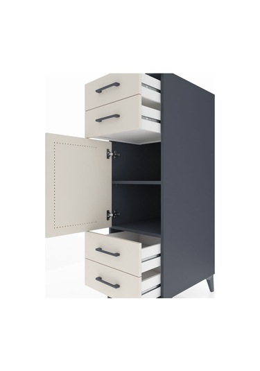Kronos Dolap 2 Raflı 4 Çekmeceli Tek Kapaklı 44x59x134 Antrasit-aytaşı Antrasit